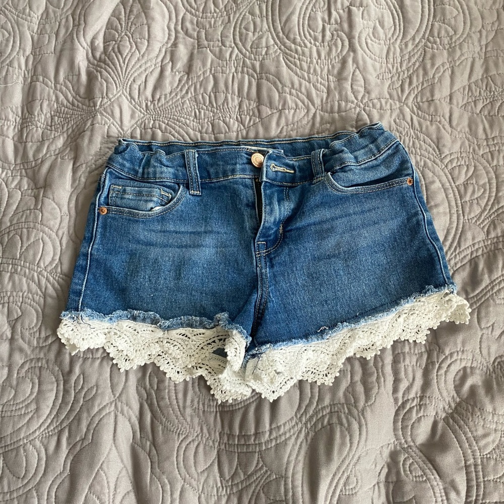 These jean shorts with lace at the bottom!
